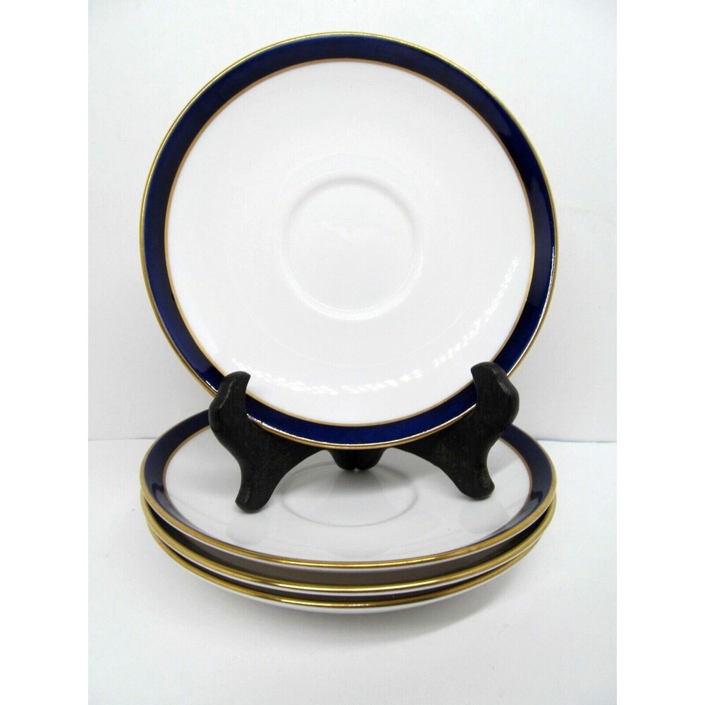 Spode Consul Cobalt Bone China 5 3/4" Saucers Set Of 4 Saucers